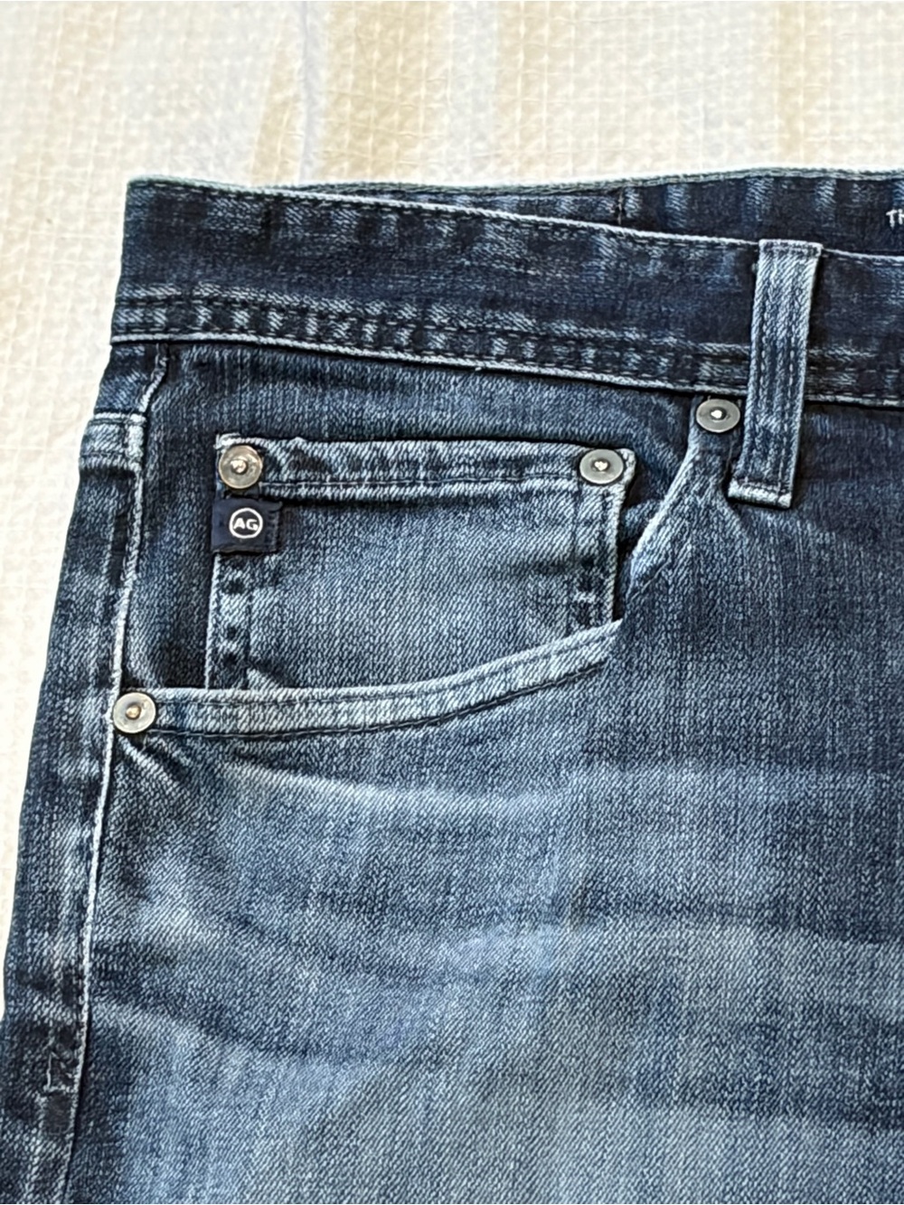 Ag Adriano Goldschmied Men's Washed Blue Slim Straight Jeans 38 30